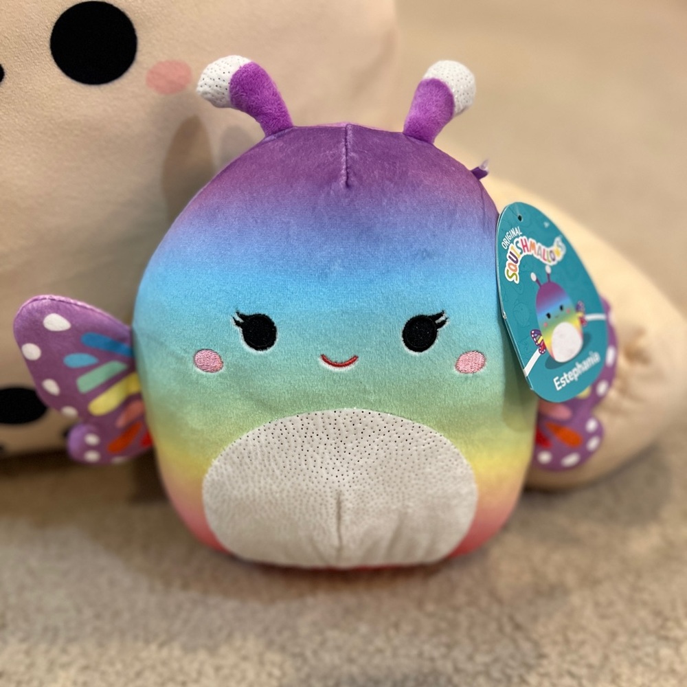 NWT Squishmallow Estephania the rainbow butterfly 8”
